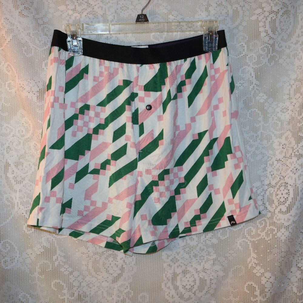 MeUndies green and pink men's boxer shorts W/button size medium nwot